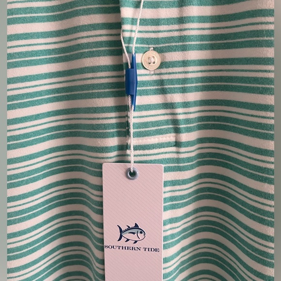 Southern Tide Short Sleeve Soft Knitted Horizontal Stripe Polo Top - Picture 14 of 16